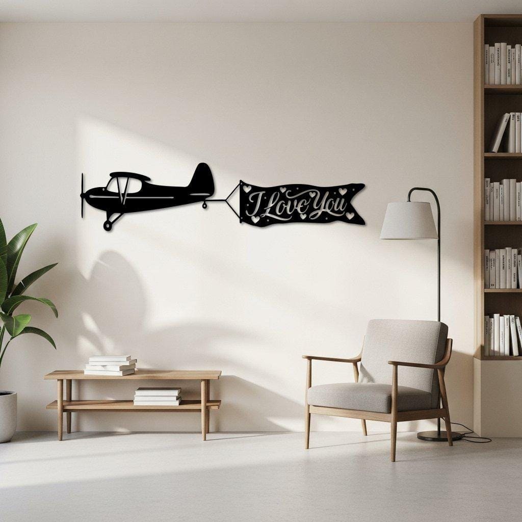 Art Mural Metalik – Aeroplani me Baner – punim artizanal çeliku nga AR-TI Atelier – foto 3