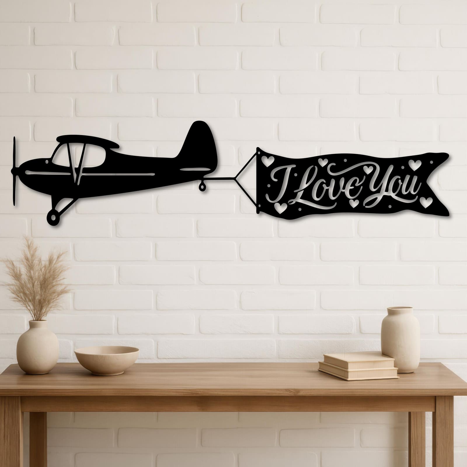Art Mural Metalik – Aeroplani me Baner – punim artizanal çeliku nga AR-TI Atelier – foto 7