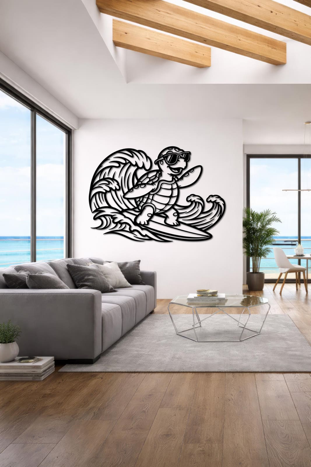 Art Mural Metalik – Breshka Surfiste – punim artizanal çeliku nga AR-TI Atelier – foto 3