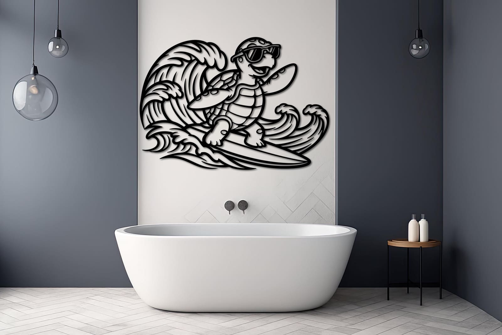 Art Mural Metalik – Breshka Surfiste – punim artizanal çeliku nga AR-TI Atelier – foto 8