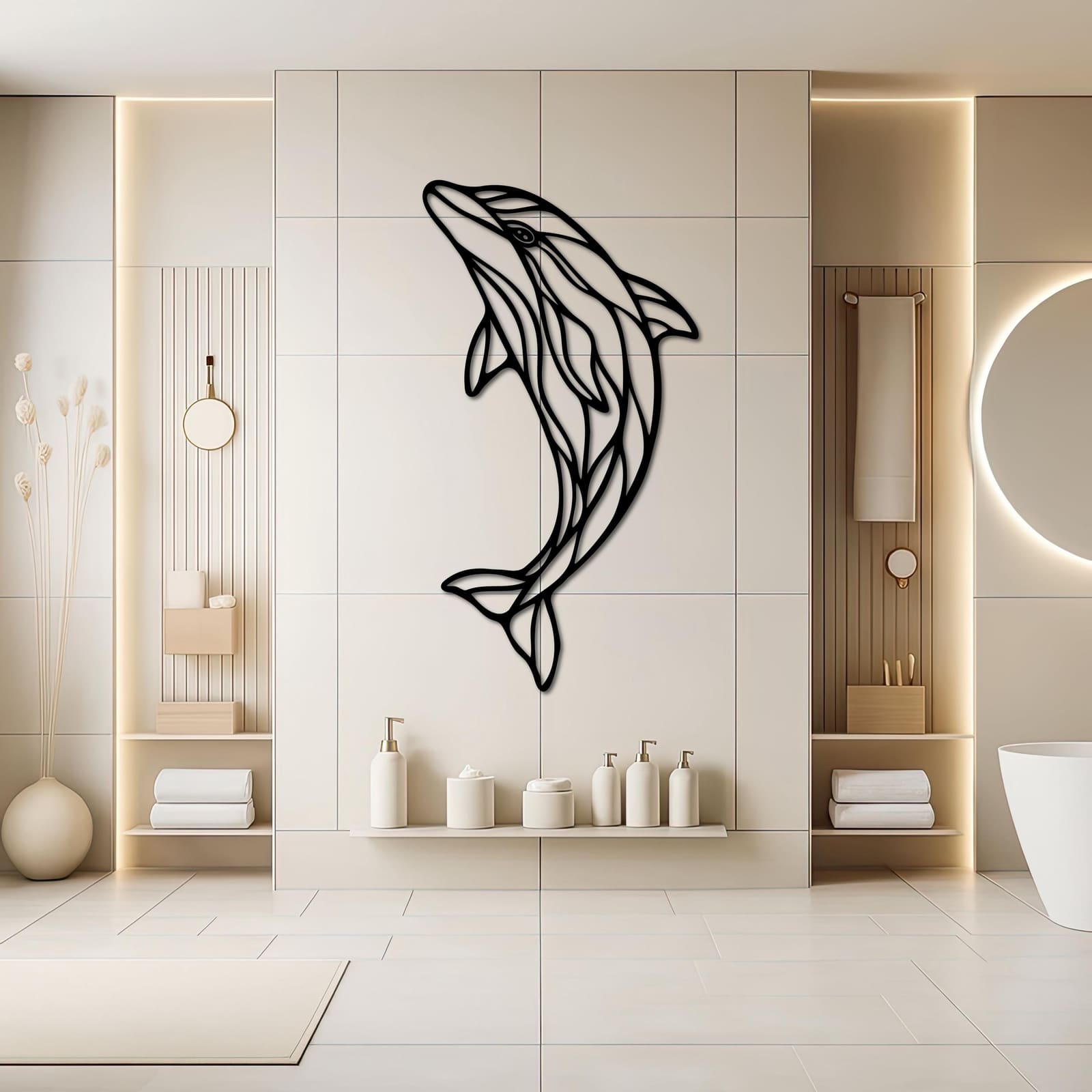 Art Mural Metalik – Delfini – punim artizanal nga AR-TI Atelier