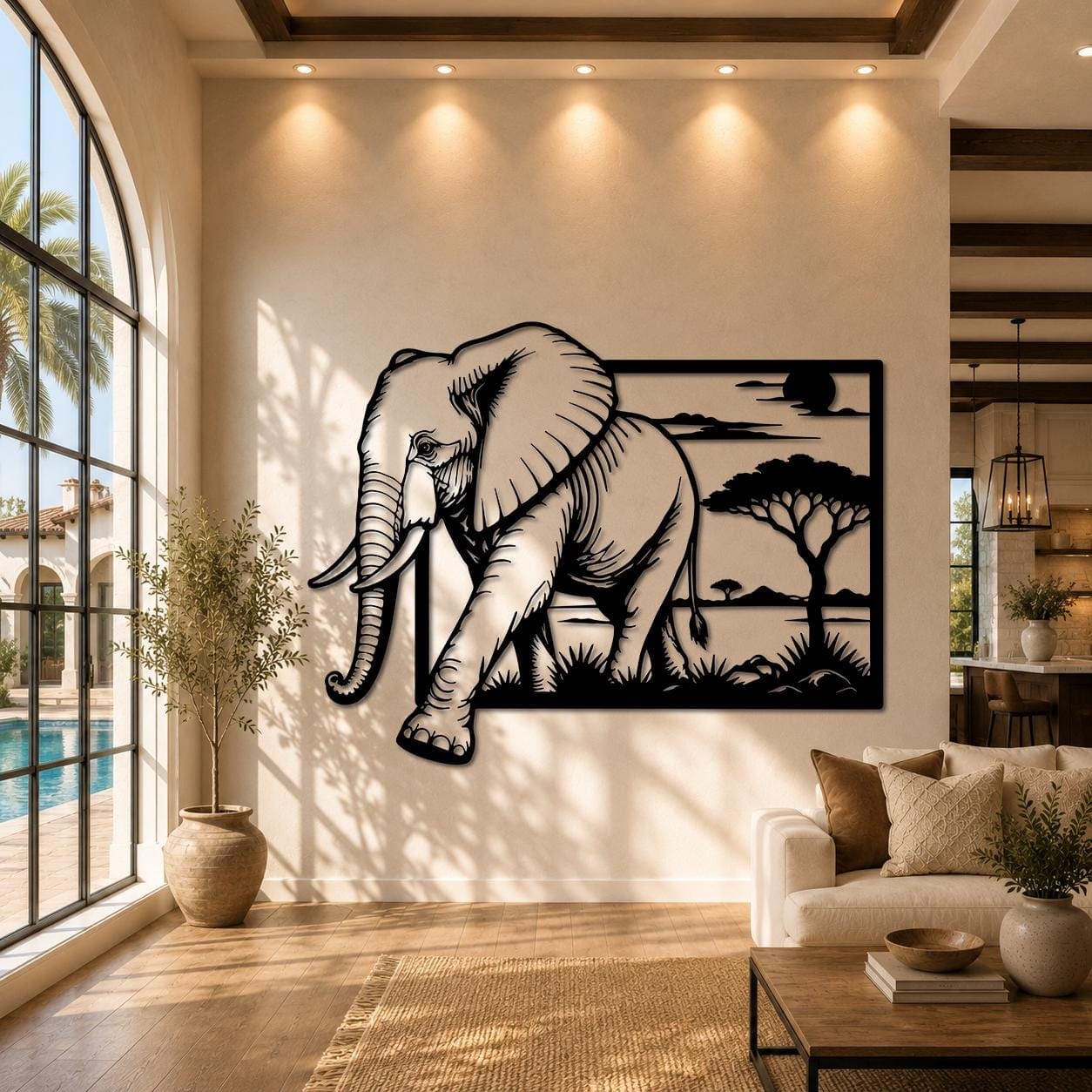 Art Mural Metalik – Elefanti Afrikan – punim artizanal çeliku nga AR-TI Atelier – foto 2