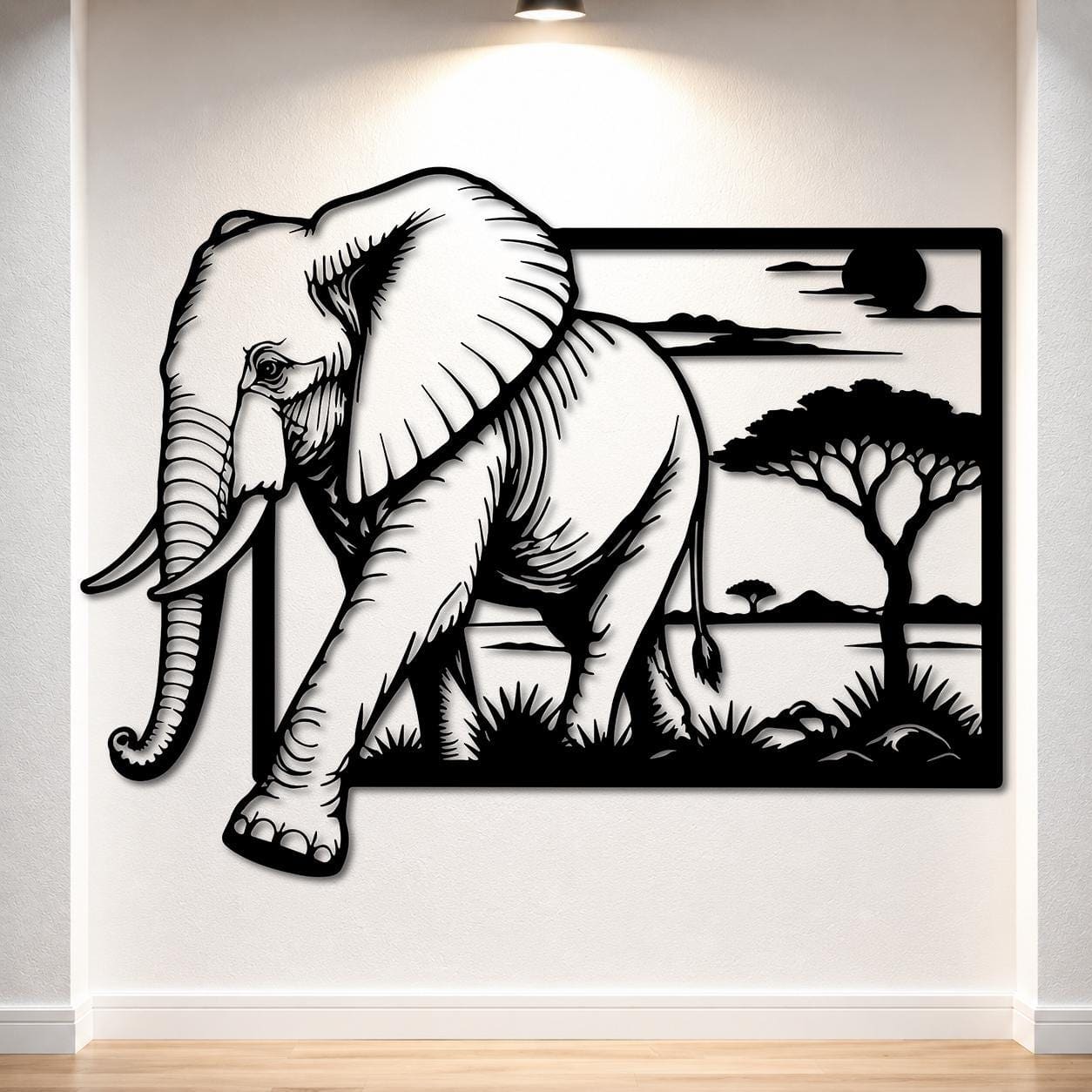 Art Mural Metalik – Elefanti Afrikan – punim artizanal çeliku nga AR-TI Atelier – foto 5
