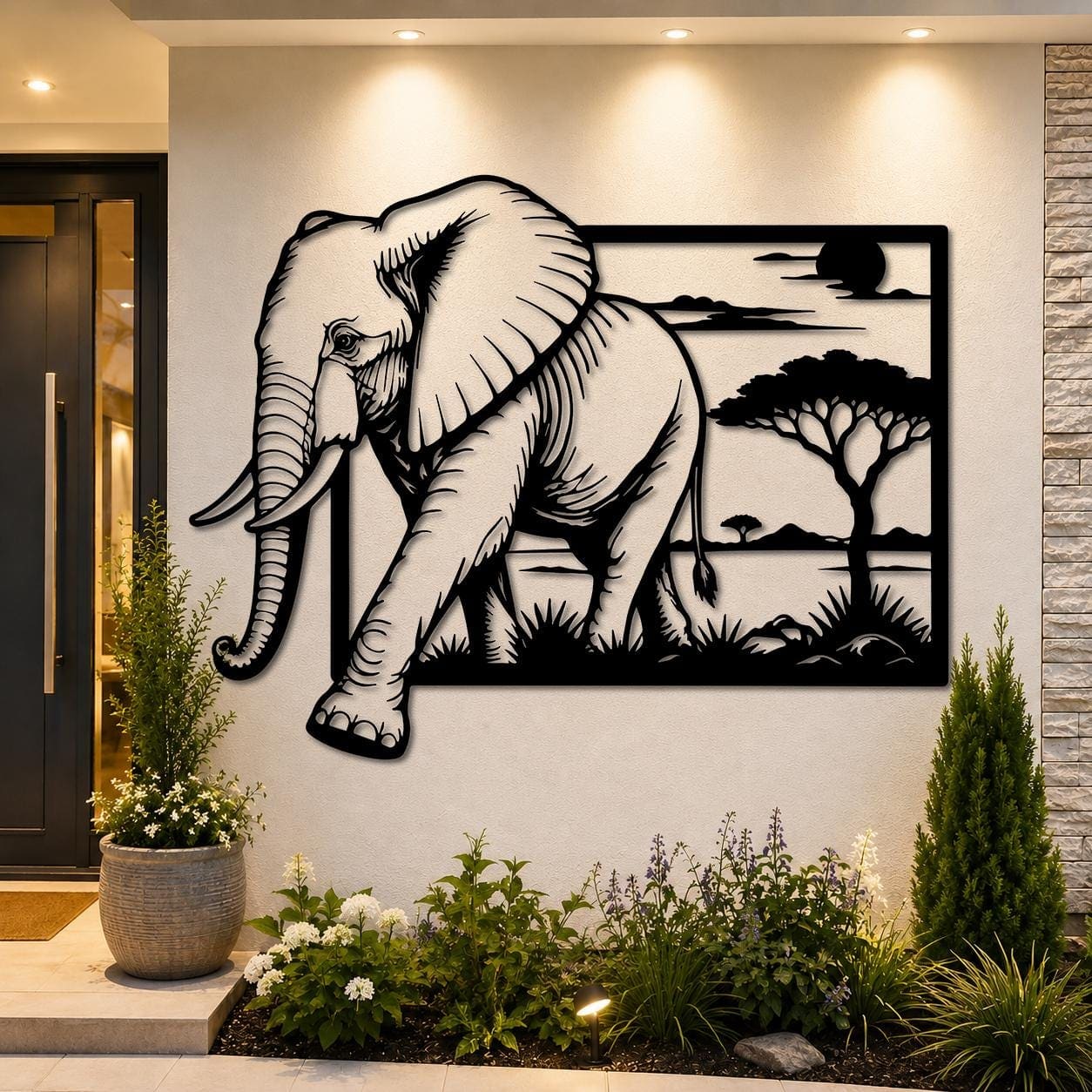Art Mural Metalik – Elefanti Afrikan – punim artizanal çeliku nga AR-TI Atelier – foto 6