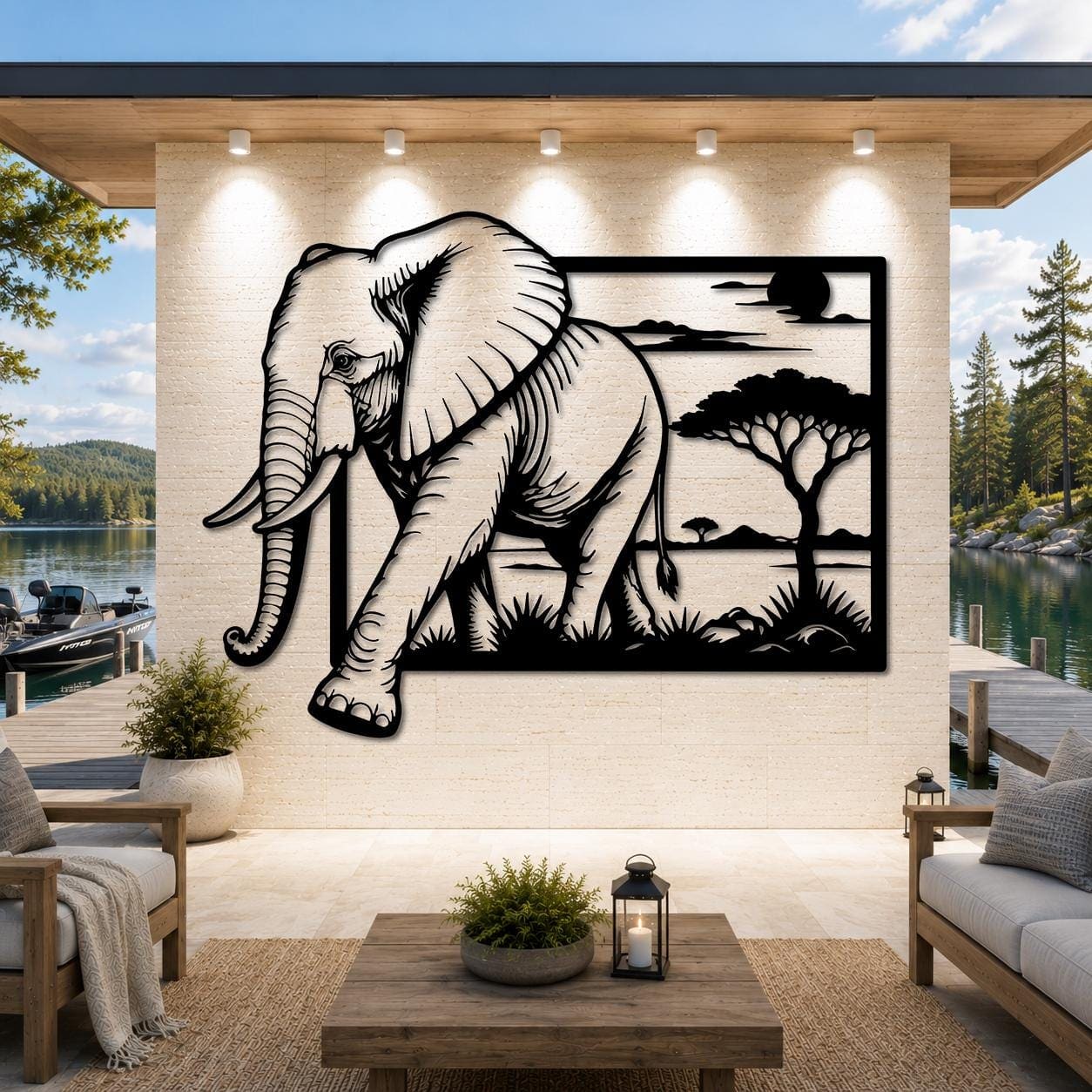 Art Mural Metalik – Elefanti Afrikan – punim artizanal çeliku nga AR-TI Atelier – foto 8