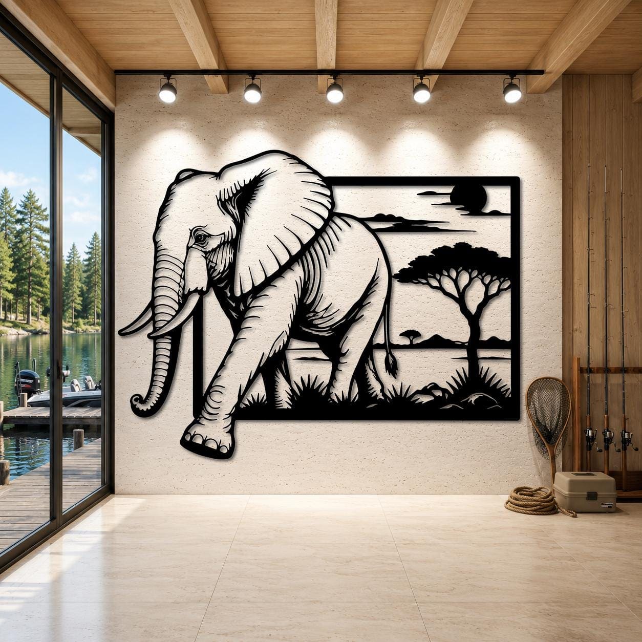 Art Mural Metalik – Elefanti Afrikan – punim artizanal çeliku nga AR-TI Atelier – foto 9
