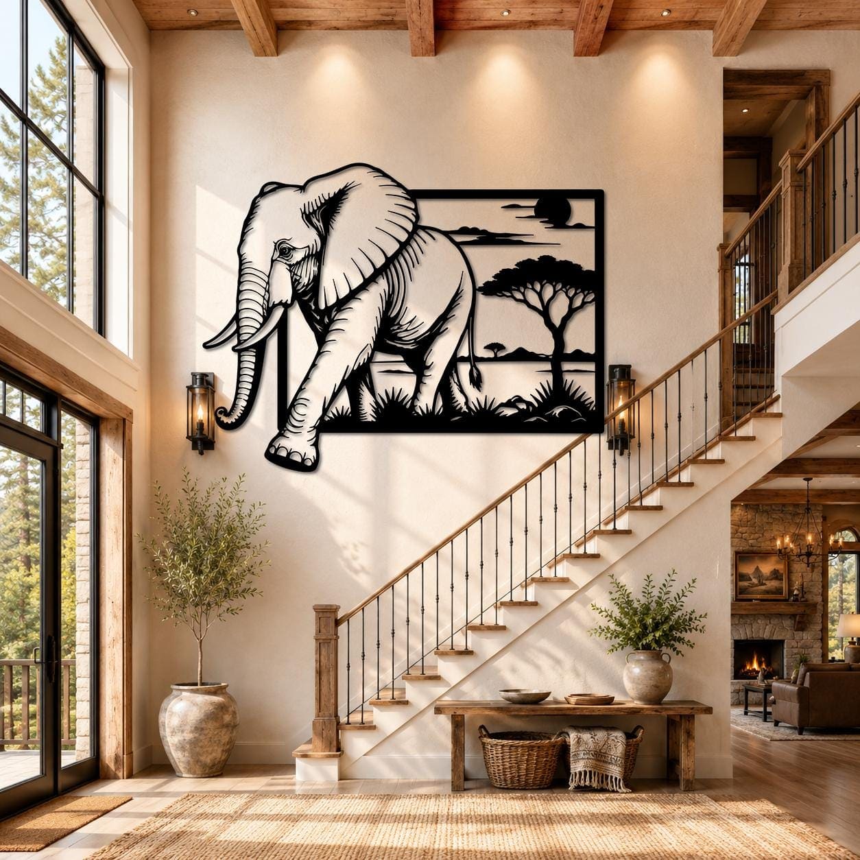 Art Mural Metalik – Elefanti Afrikan – punim artizanal çeliku nga AR-TI Atelier – foto 10