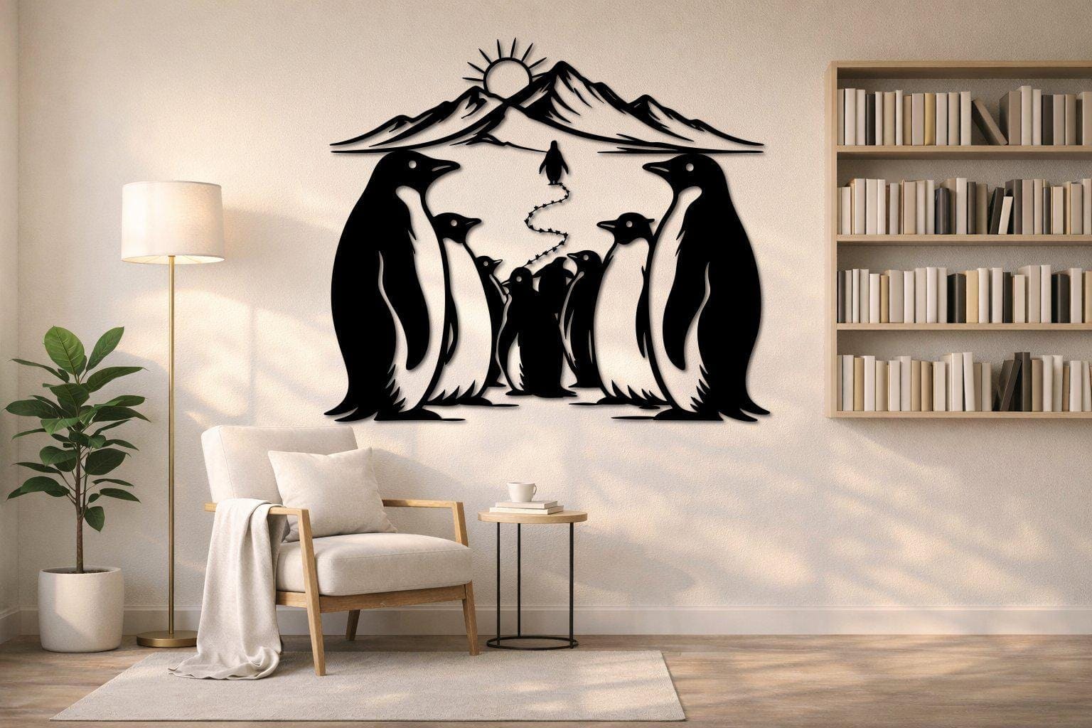 Art Mural Metalik – Familja e Pinguinëve – punim artizanal çeliku nga AR-TI Atelier – foto 3