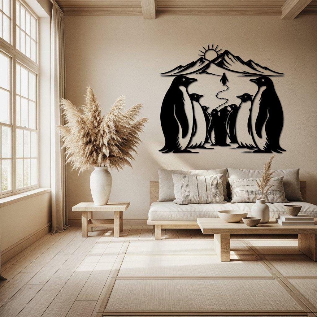 Art Mural Metalik – Familja e Pinguinëve – punim artizanal çeliku nga AR-TI Atelier – foto 4