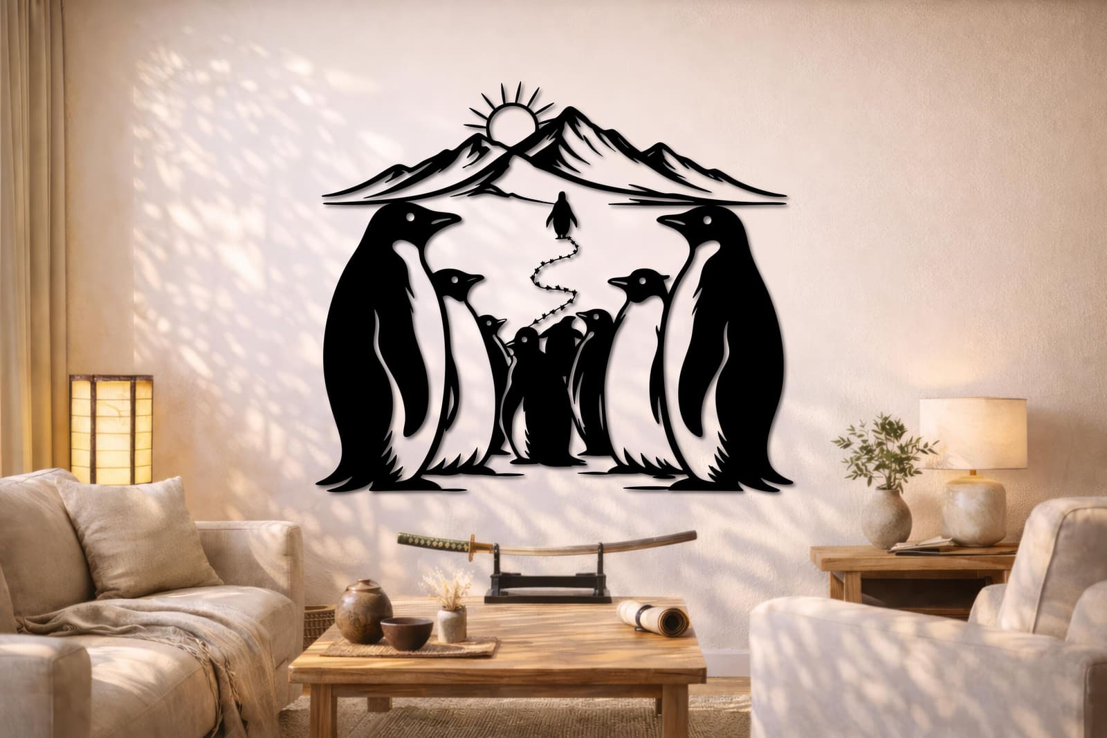 Art Mural Metalik – Familja e Pinguinëve – punim artizanal çeliku nga AR-TI Atelier – foto 5
