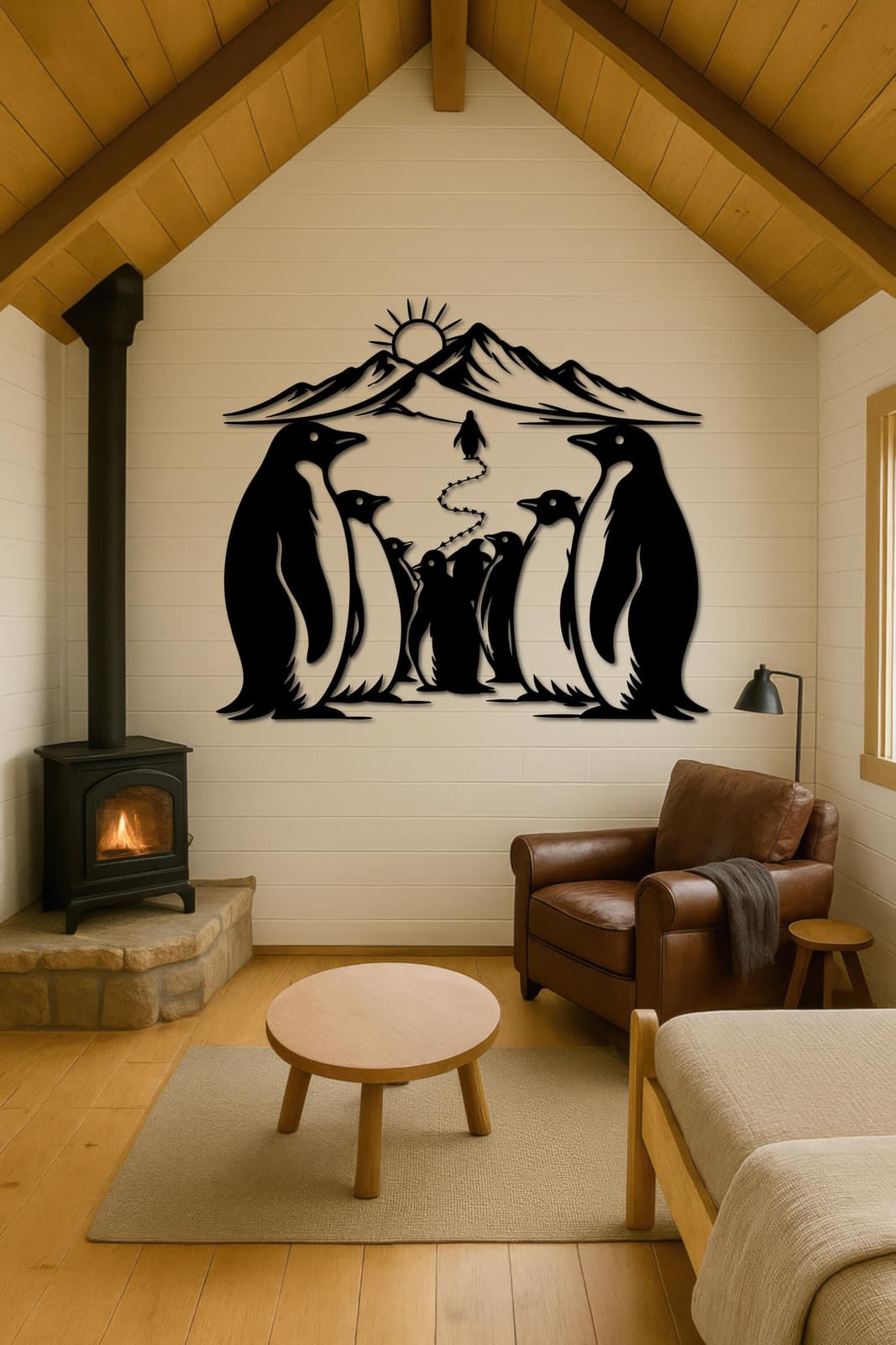 Art Mural Metalik – Familja e Pinguinëve – punim artizanal çeliku nga AR-TI Atelier – foto 9