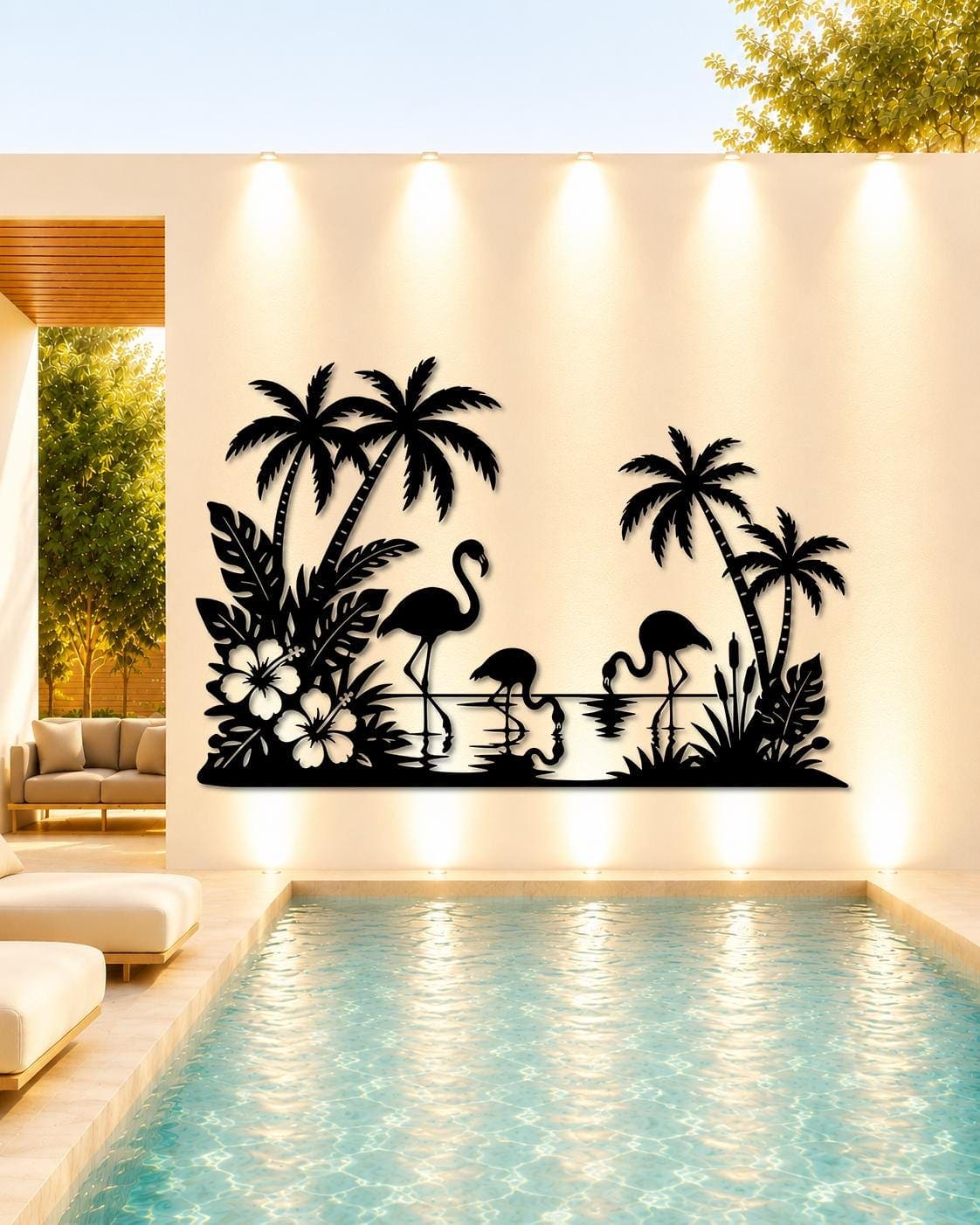 Art Mural Metalik – Flamingoja – punim artizanal nga AR-TI Atelier
