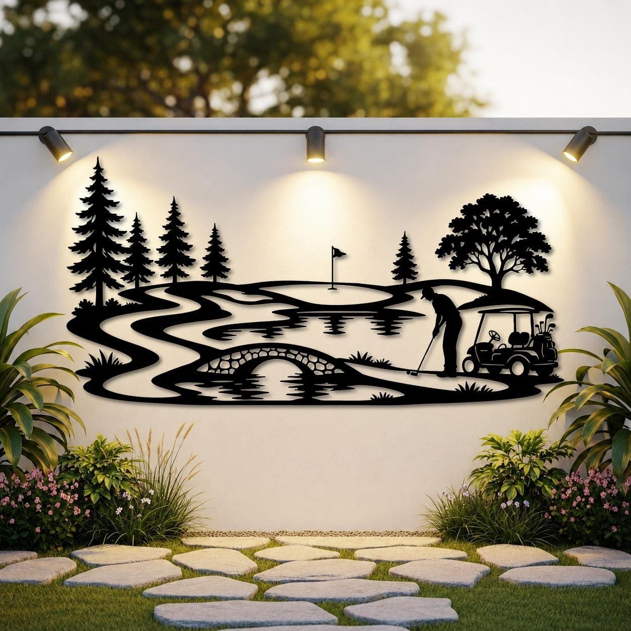 Art Mural Metalik – Fusha e Golfit – punim artizanal nga AR-TI Atelier