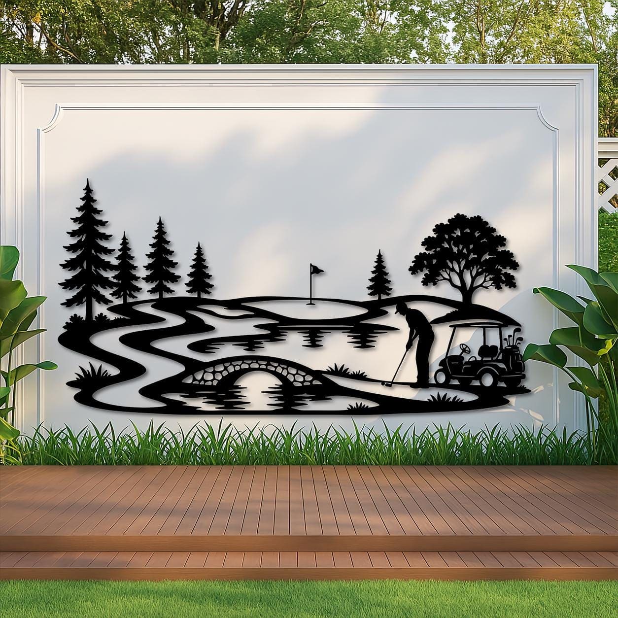 Art Mural Metalik – Fusha e Golfit – punim artizanal çeliku nga AR-TI Atelier – foto 3
