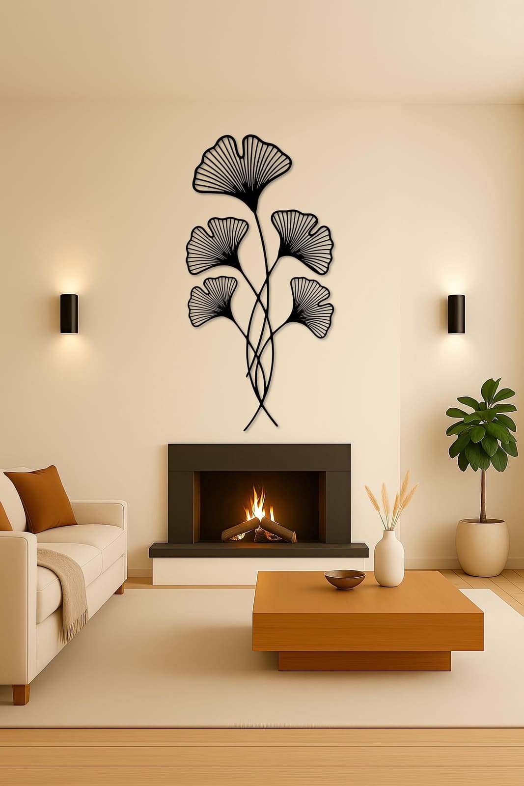 Art Mural Metalik – Ginkgo Biloba – punim artizanal çeliku nga AR-TI Atelier – foto 5