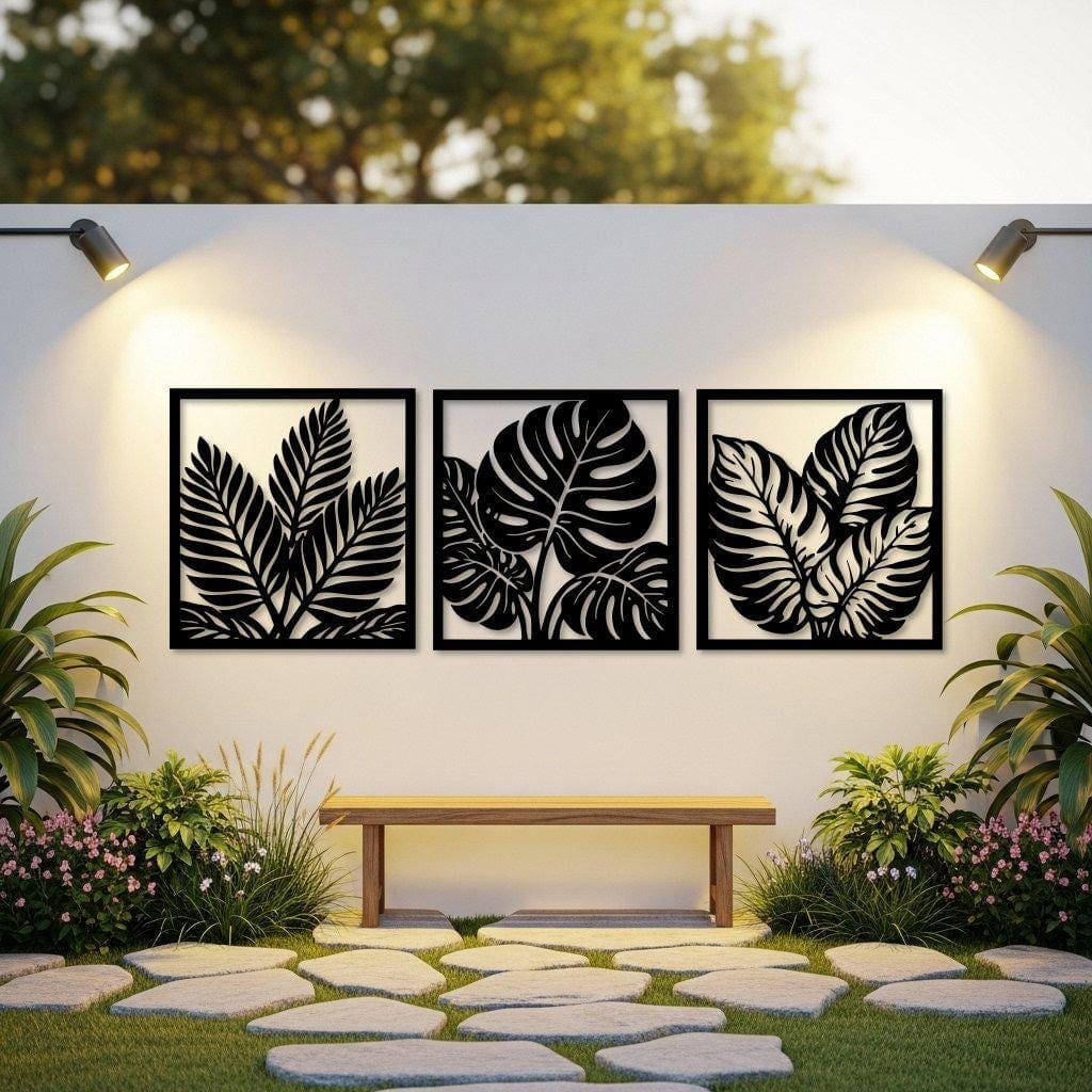 Art Mural Metalik – Gjethe për Oborr – punim artizanal nga AR-TI Atelier