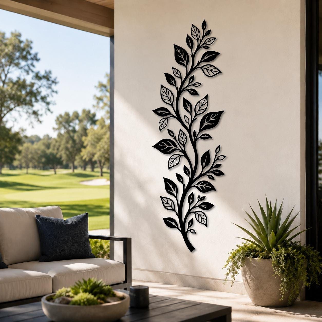 Art Mural Metalik – Gjethja Vertikale – punim artizanal nga AR-TI Atelier