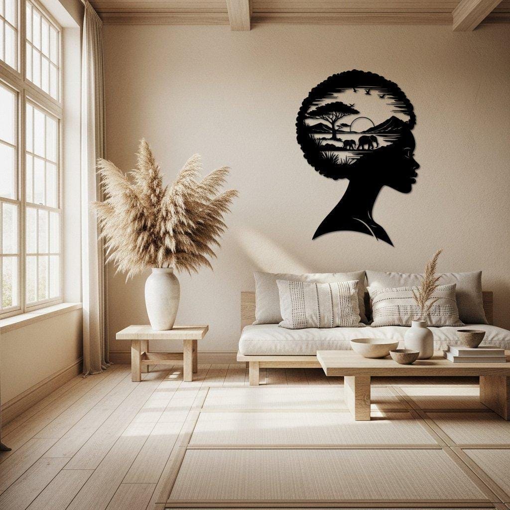 Art Mural Metalik – Gruaja Afrikane · Modeli 2 – punim artizanal çeliku nga AR-TI Atelier – foto 2