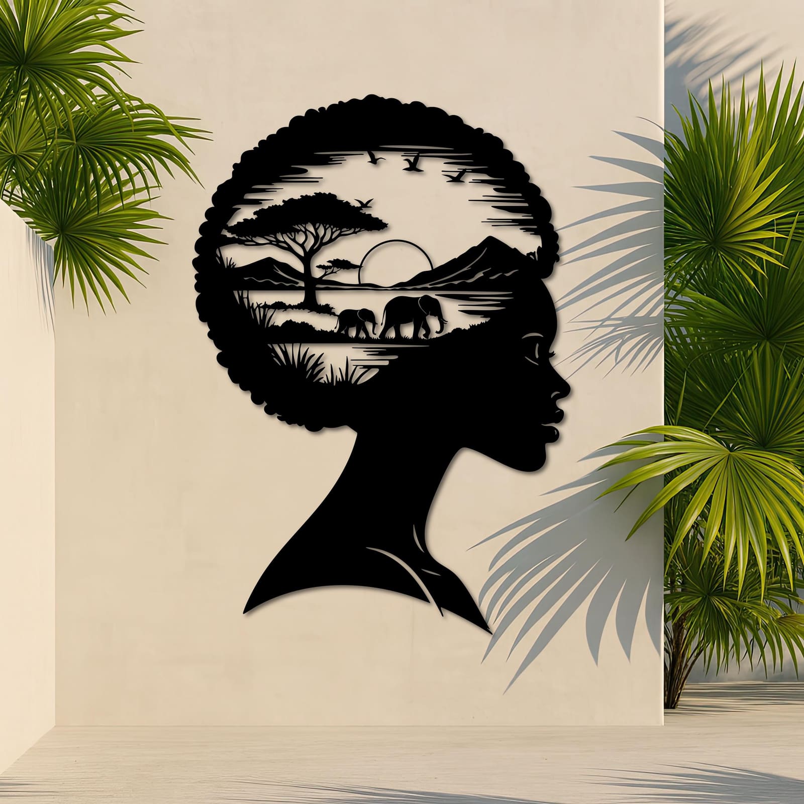 Art Mural Metalik – Gruaja Afrikane · Modeli 2 – punim artizanal çeliku nga AR-TI Atelier – foto 3
