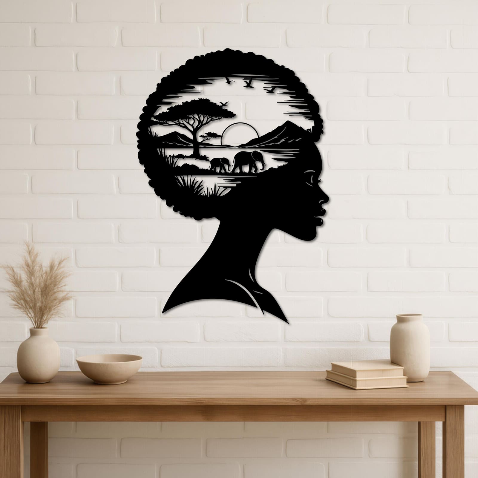 Art Mural Metalik – Gruaja Afrikane · Modeli 2 – punim artizanal çeliku nga AR-TI Atelier – foto 4