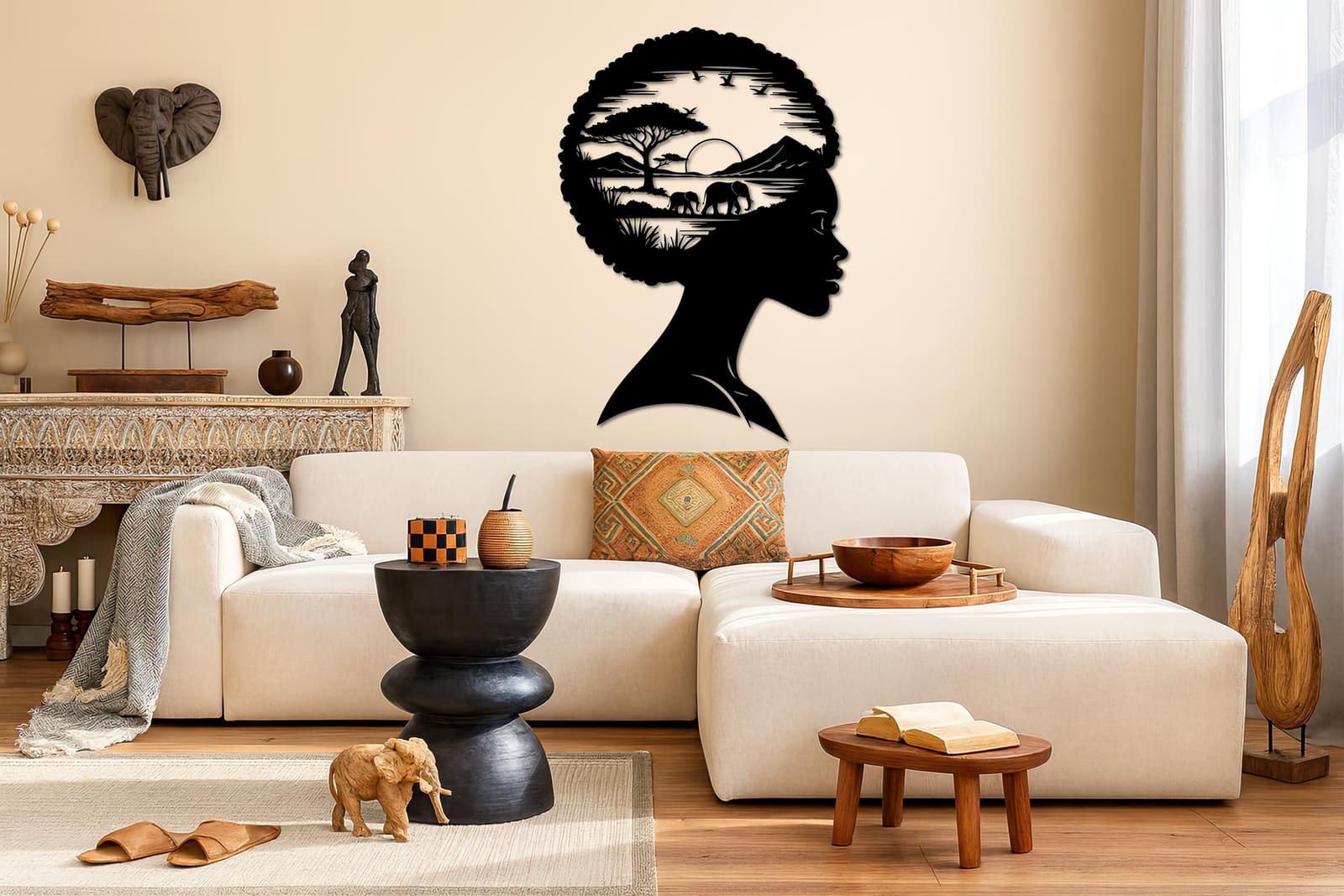 Art Mural Metalik – Gruaja Afrikane · Modeli 2 – punim artizanal çeliku nga AR-TI Atelier – foto 5