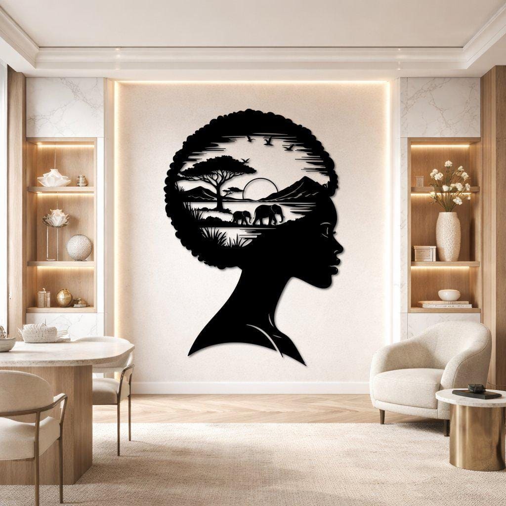 Art Mural Metalik – Gruaja Afrikane · Modeli 2 – punim artizanal çeliku nga AR-TI Atelier – foto 7