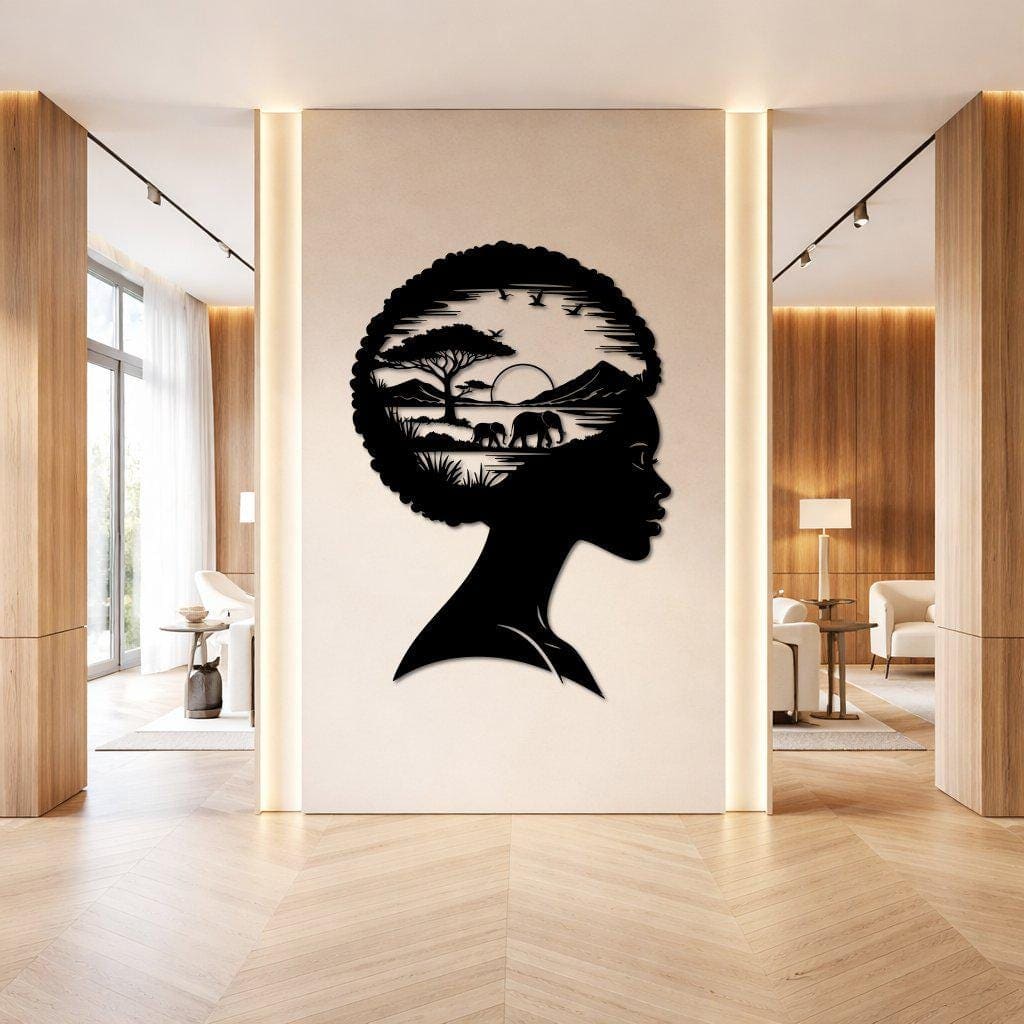 Art Mural Metalik – Gruaja Afrikane · Modeli 2 – punim artizanal çeliku nga AR-TI Atelier – foto 8