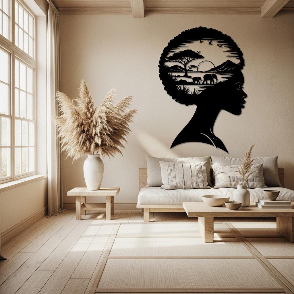 Art Mural Metalik – Gruaja Afrikane · Modeli 2 – punim artizanal çeliku nga AR-TI Atelier – foto 10