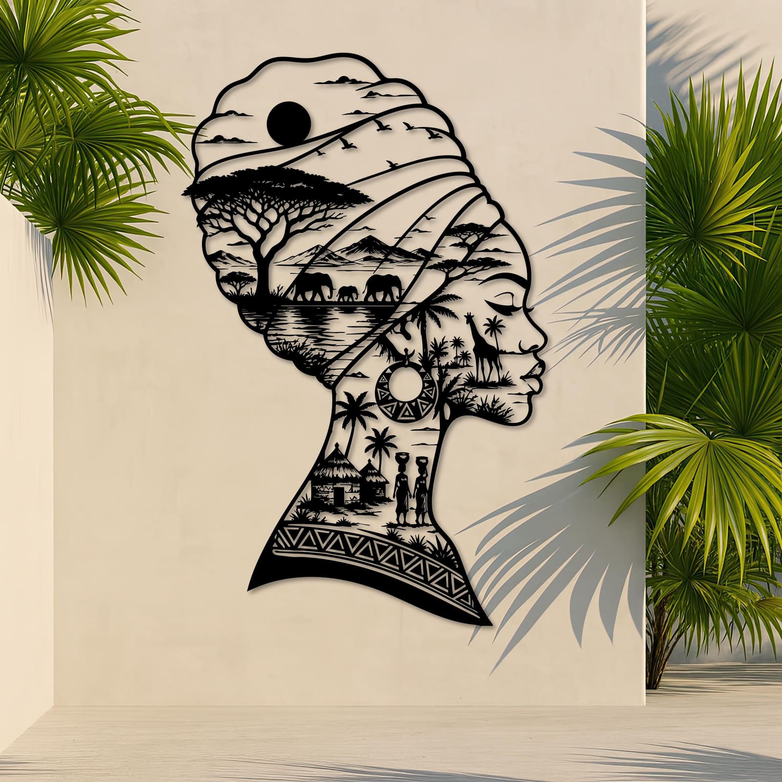 Art Mural Metalik – Gruaja Afrikane – punim artizanal çeliku nga AR-TI Atelier – foto 6