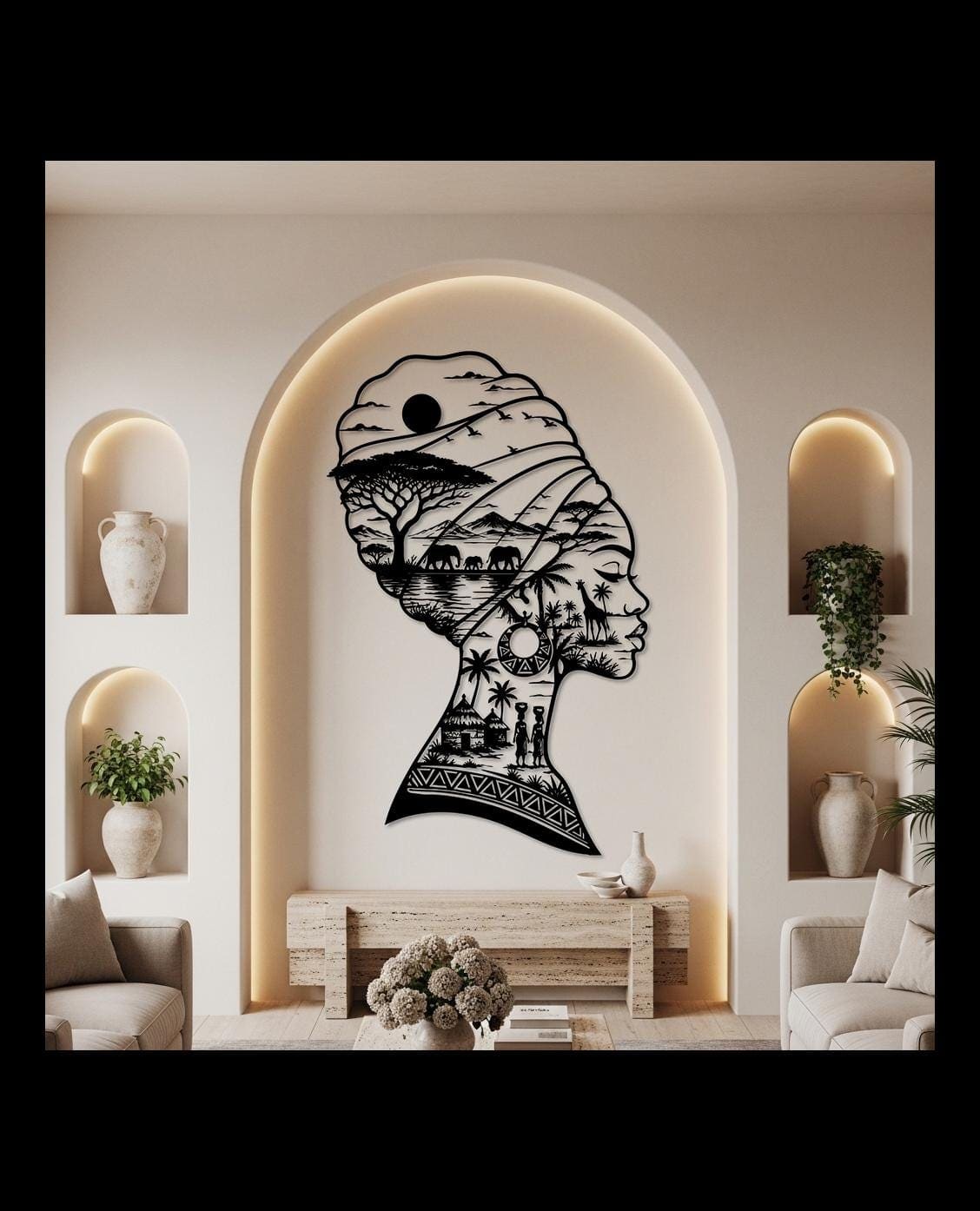Art Mural Metalik – Gruaja Afrikane – punim artizanal çeliku nga AR-TI Atelier – foto 7