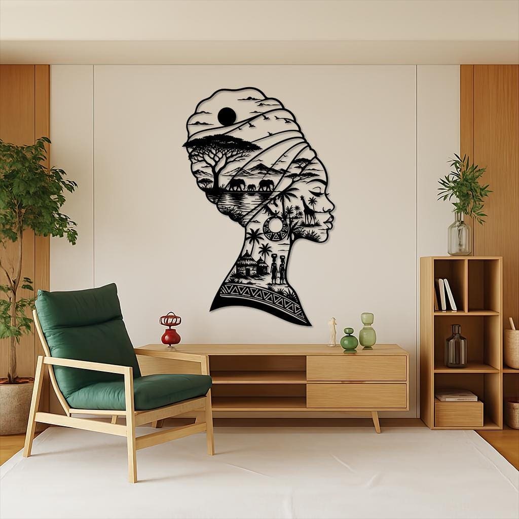 Art Mural Metalik – Gruaja Afrikane – punim artizanal çeliku nga AR-TI Atelier – foto 8