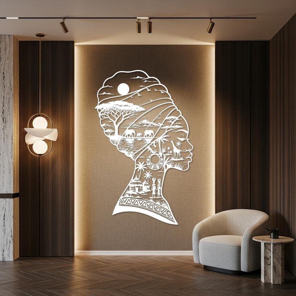 Art Mural Metalik – Gruaja Afrikane – punim artizanal çeliku nga AR-TI Atelier – foto 9