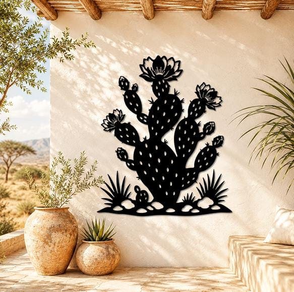 Art Mural Metalik – Kaktusi Opuntia – punim artizanal çeliku nga AR-TI Atelier – foto 2