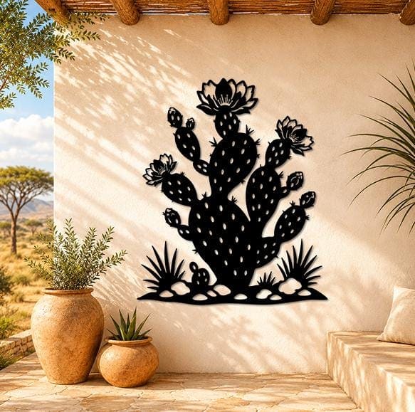 Art Mural Metalik – Kaktusi Opuntia – punim artizanal çeliku nga AR-TI Atelier – foto 3