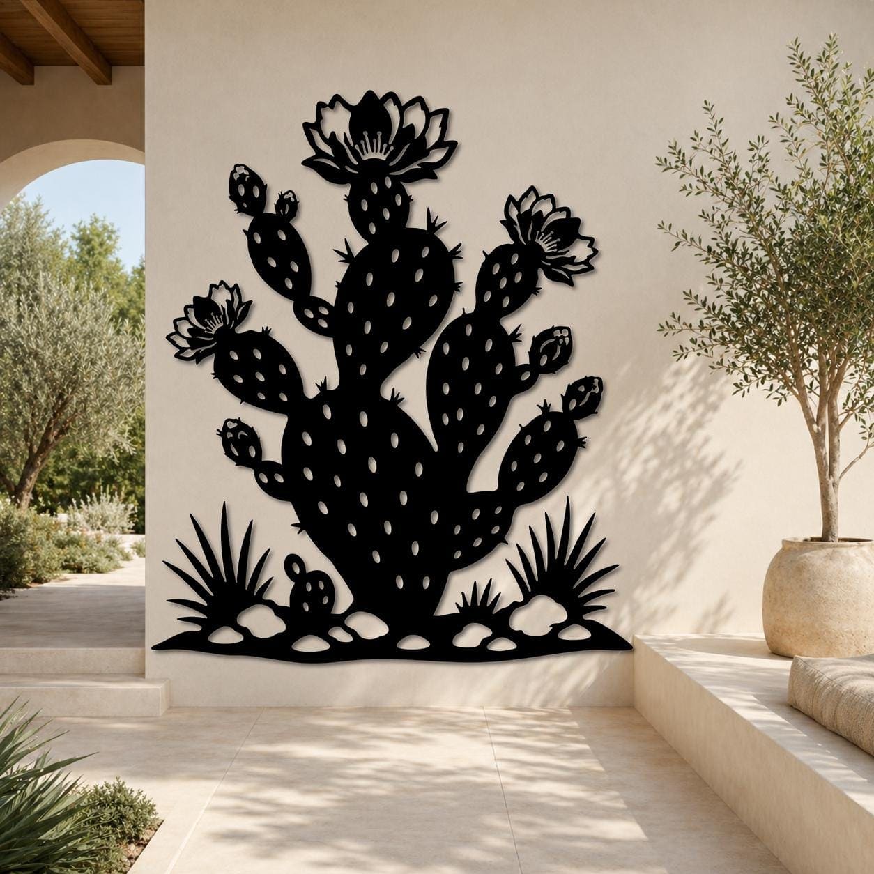 Art Mural Metalik – Kaktusi Opuntia – punim artizanal çeliku nga AR-TI Atelier – foto 4