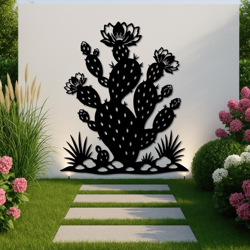 Art Mural Metalik – Kaktusi Opuntia – punim artizanal çeliku nga AR-TI Atelier – foto 6