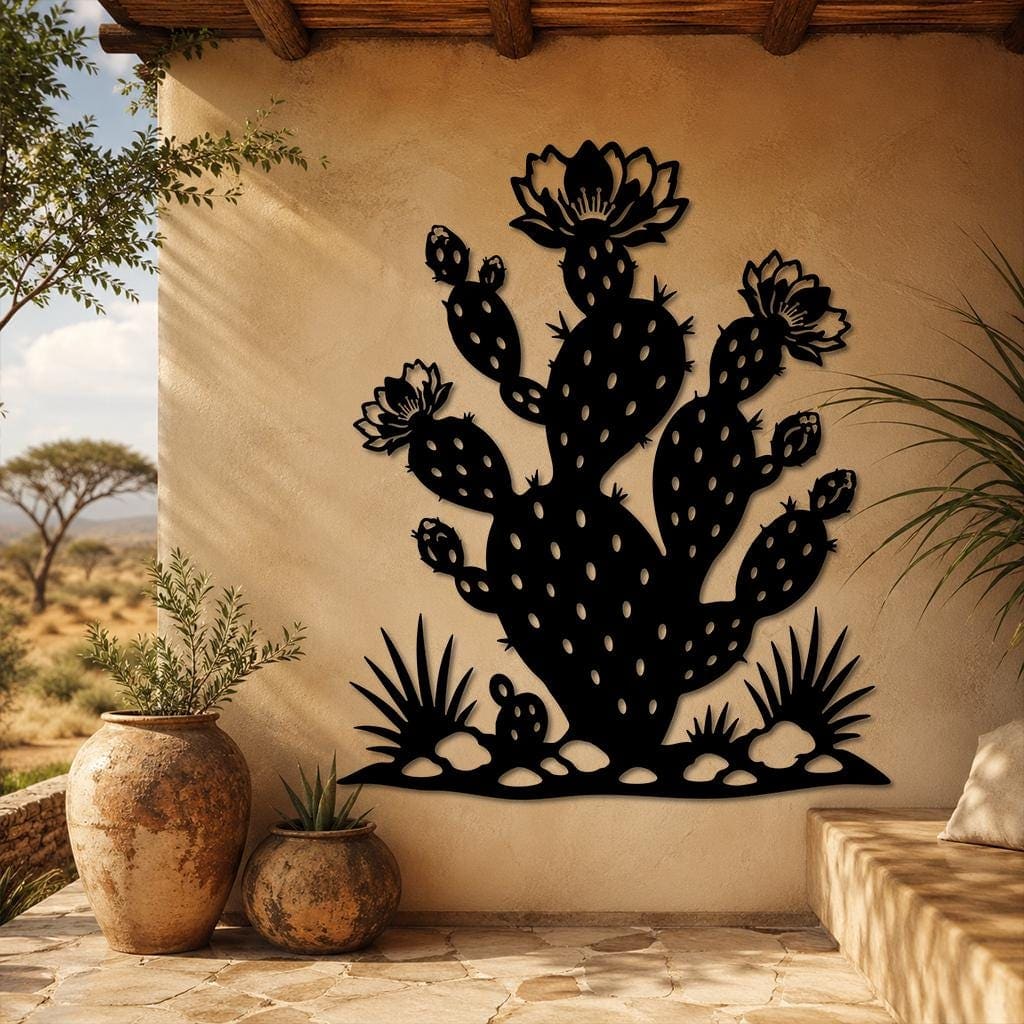 Art Mural Metalik – Kaktusi Opuntia – punim artizanal çeliku nga AR-TI Atelier – foto 10