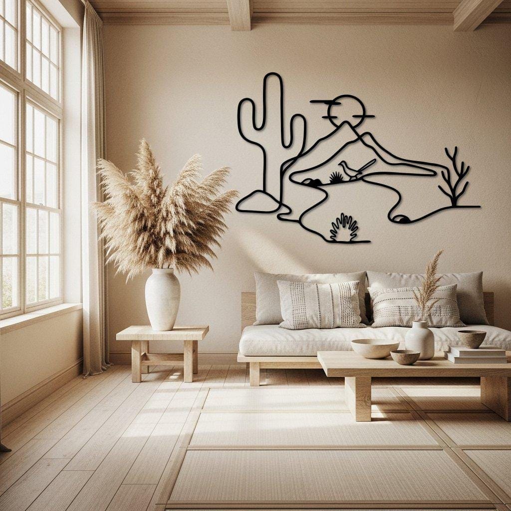 Art Mural Metalik – Kaktusi Rustik – punim artizanal nga AR-TI Atelier