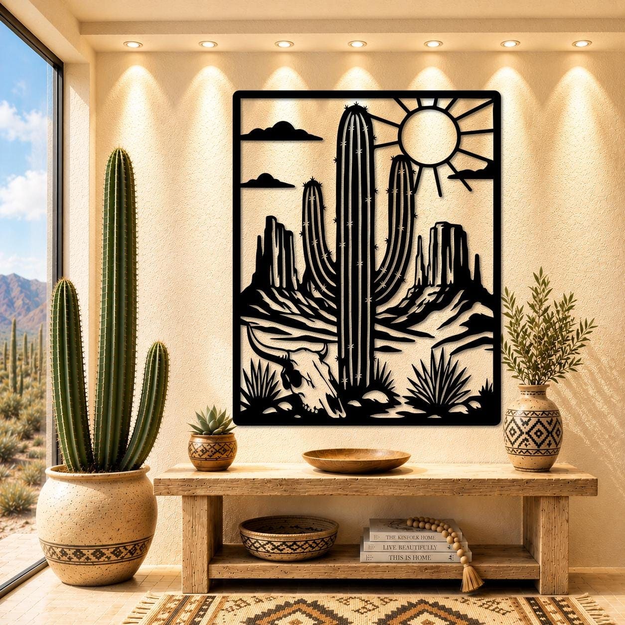 Art Mural Metalik – Kaktusi Saguaro · Modeli 2 – punim artizanal çeliku nga AR-TI Atelier – foto 1