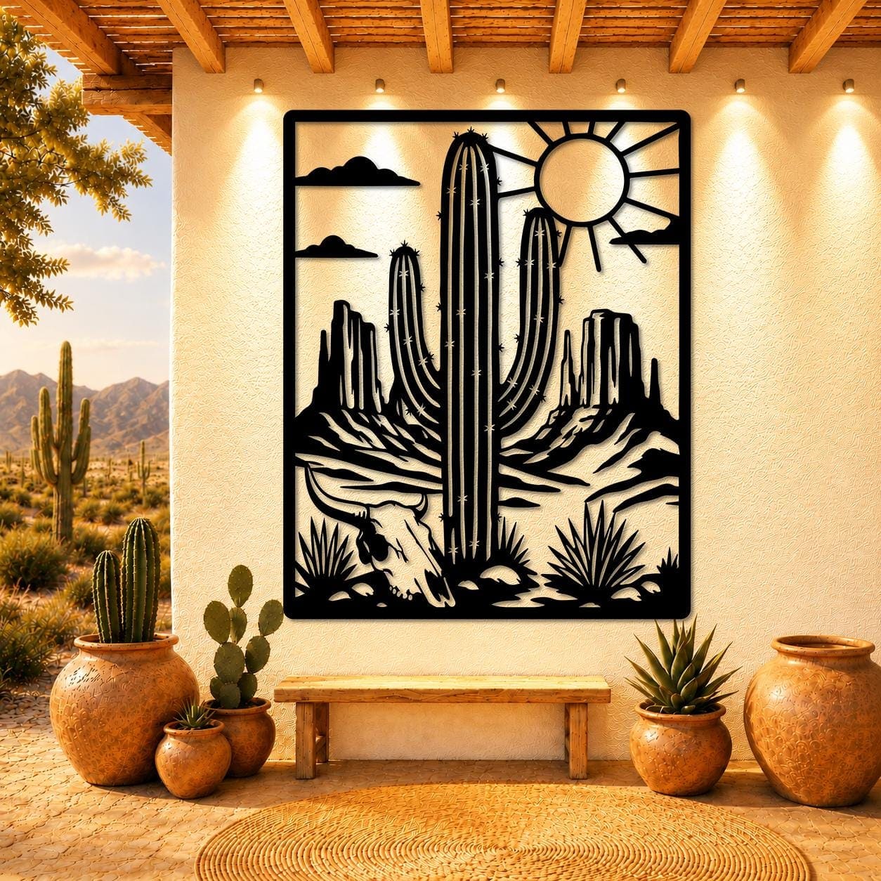 Art Mural Metalik – Kaktusi Saguaro · Modeli 2 – punim artizanal çeliku nga AR-TI Atelier – foto 2
