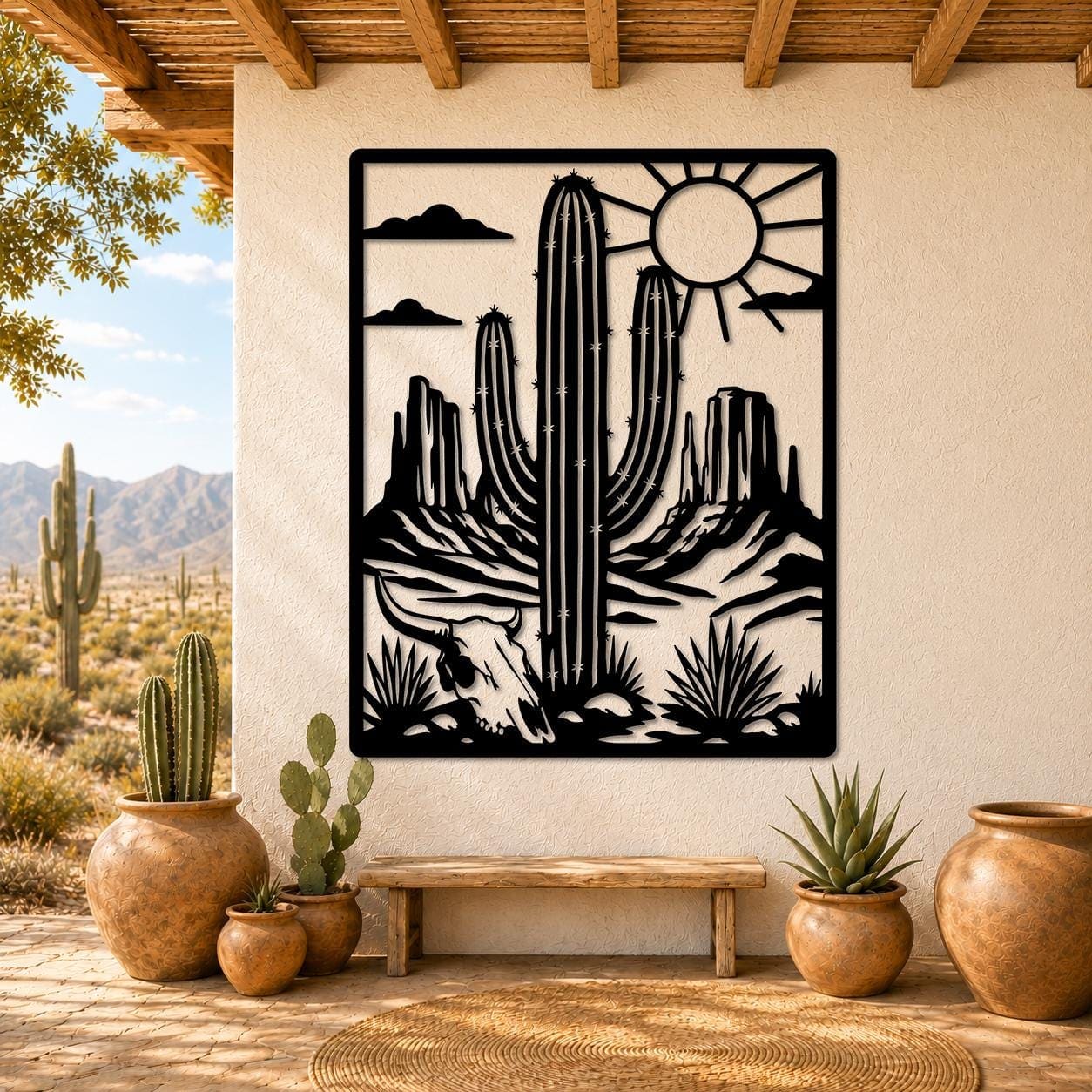 Art Mural Metalik – Kaktusi Saguaro · Modeli 2 – punim artizanal çeliku nga AR-TI Atelier – foto 6