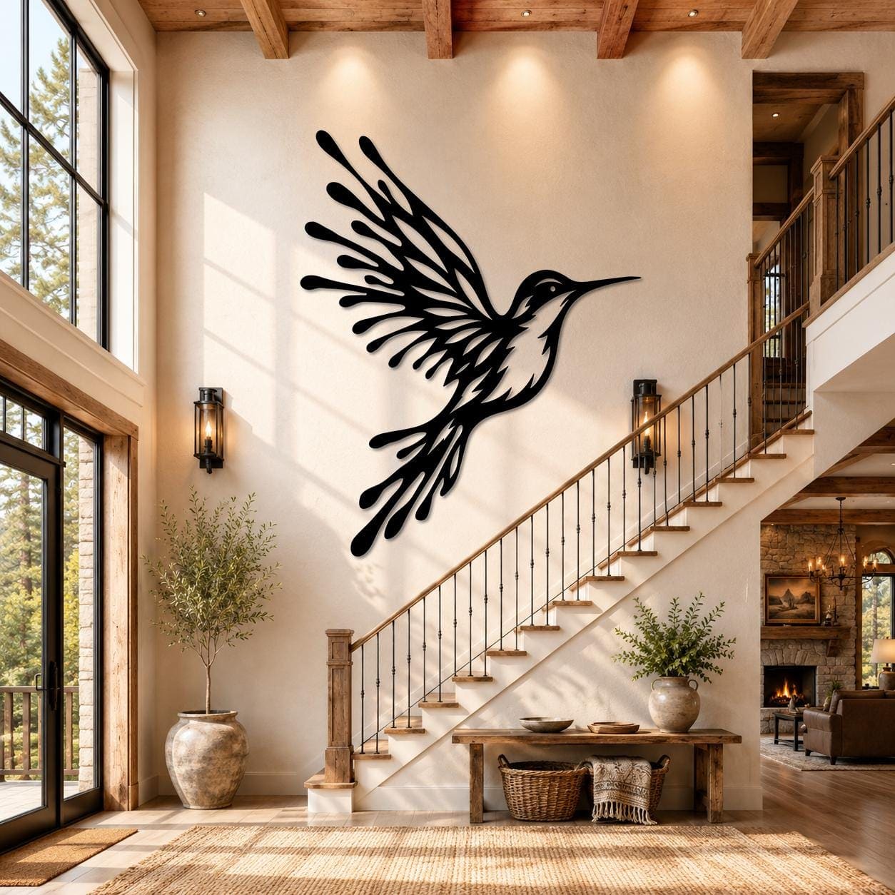 Art Mural Metalik – Kolibri – punim artizanal nga AR-TI Atelier
