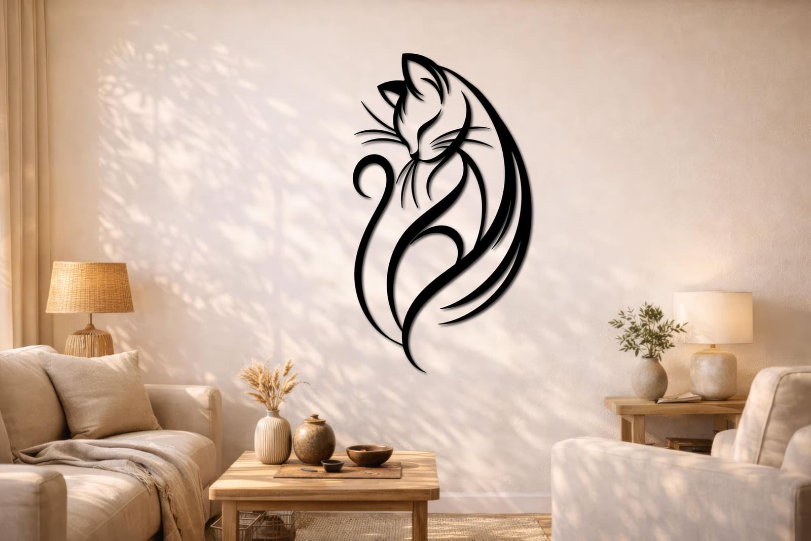 Art Mural Metalik – Macja – punim artizanal nga AR-TI Atelier