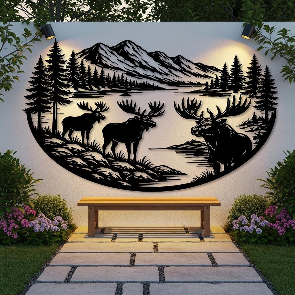 Art Mural Metalik – Moose · Modeli 2 – punim artizanal çeliku nga AR-TI Atelier – foto 1