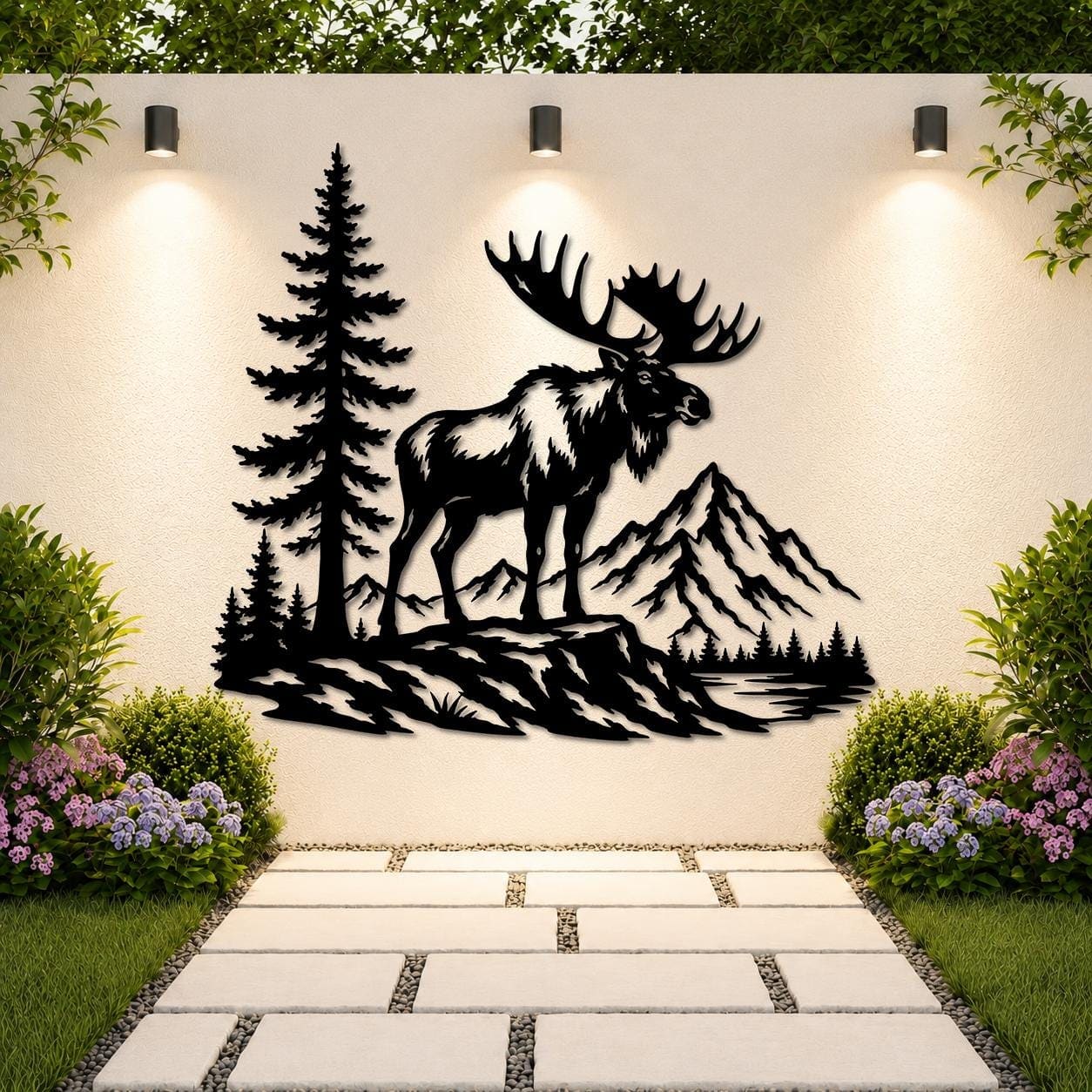 Art Mural Metalik – Moose – punim artizanal çeliku nga AR-TI Atelier – foto 3