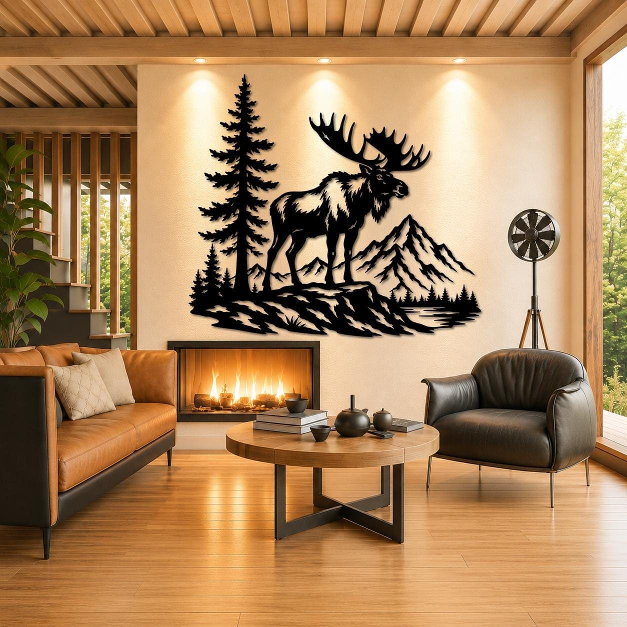 Art Mural Metalik – Moose – punim artizanal çeliku nga AR-TI Atelier – foto 4
