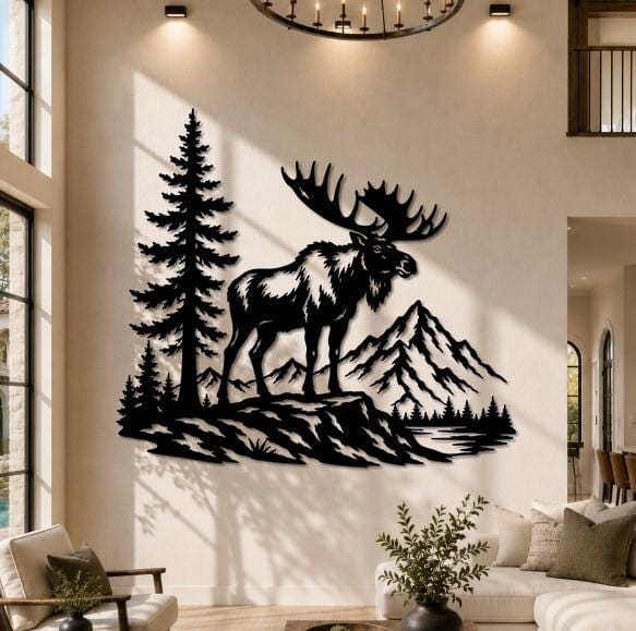 Art Mural Metalik – Moose – punim artizanal çeliku nga AR-TI Atelier – foto 5