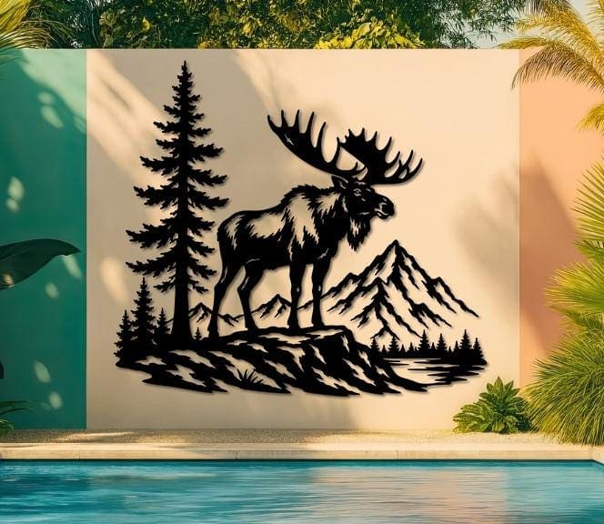 Art Mural Metalik – Moose – punim artizanal çeliku nga AR-TI Atelier – foto 6