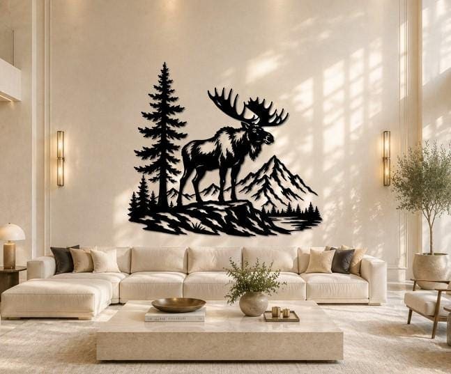Art Mural Metalik – Moose – punim artizanal çeliku nga AR-TI Atelier – foto 7
