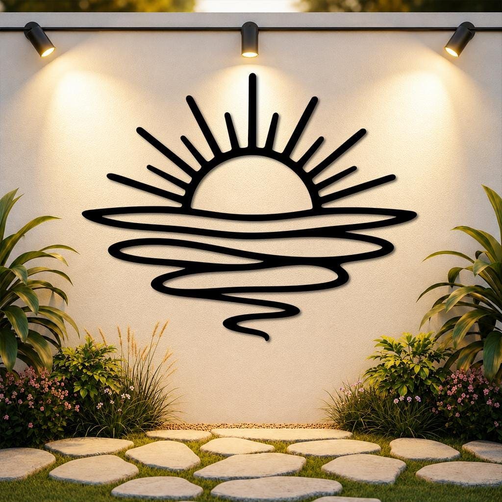 Art Mural Metalik – Perëndimi Minimal · Modeli 2 – punim artizanal çeliku nga AR-TI Atelier – foto 1